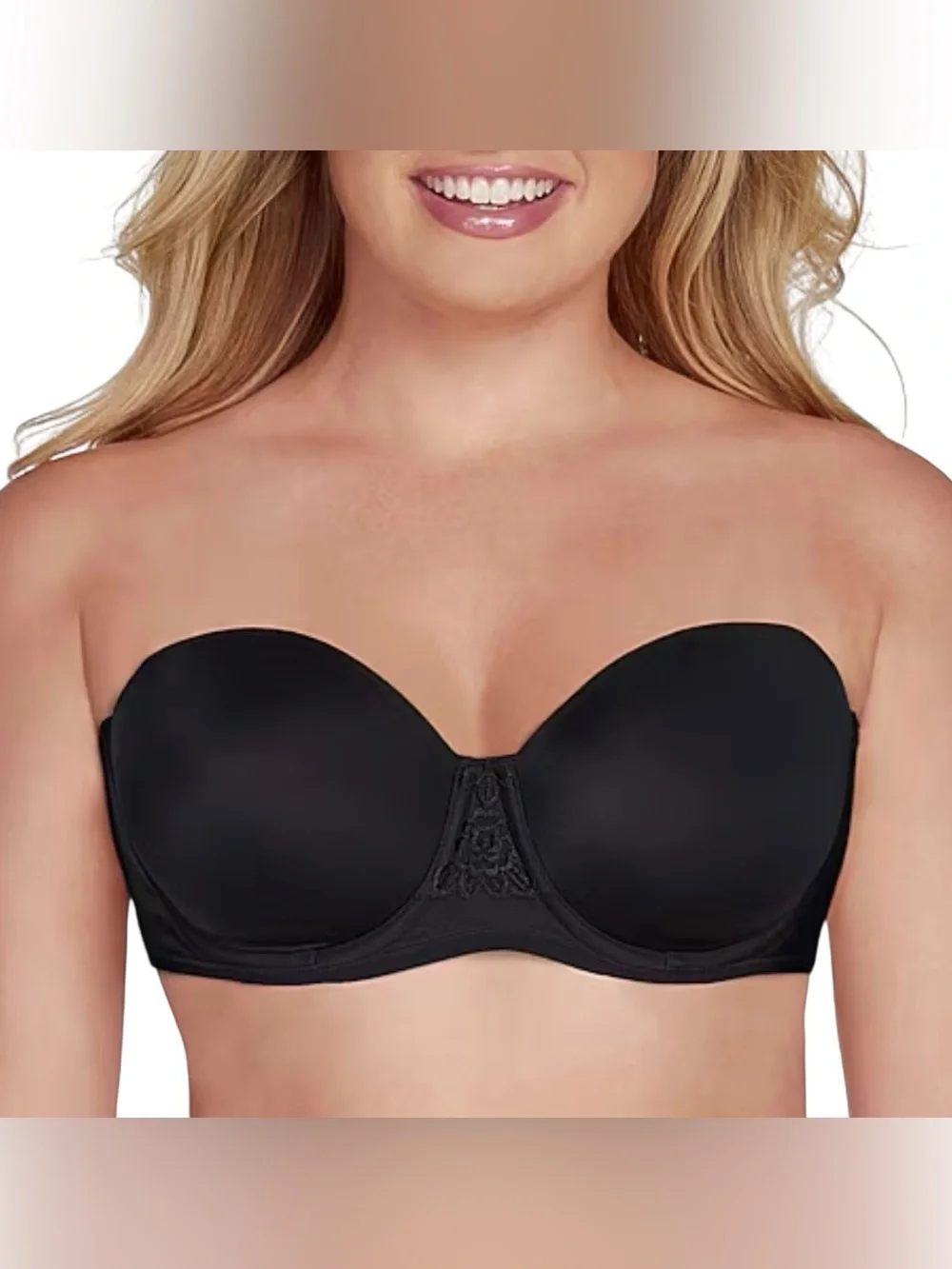 Vanity Fair Beauty Back Strapless Bra Sz 38DD Black NWT
